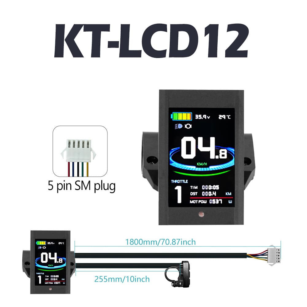 Mountain Bike Bicycle Lithium Modification KT-LCD12 Quantum Smart Color Screen LCD Meter/SM Connector