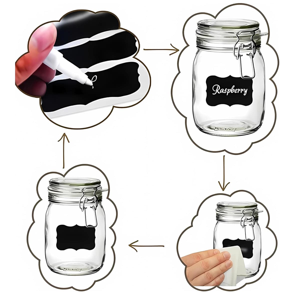 Cross-border Reusable Blackboard Sticker Black Adhesive Waterproof Large Kitchen Spice Glass Bottle PVC Label