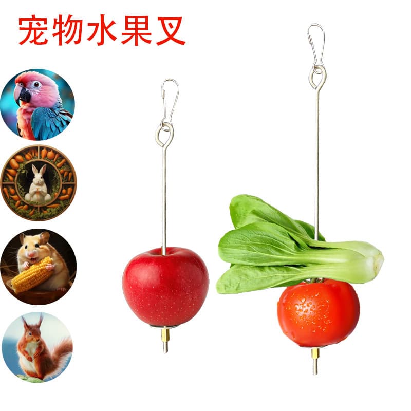 Pet Parrot Bird Rabbit Rat Squirrel Stainless Steel Fruit Fork Bird Feeder Toy Bird Supplies Cage Accessories