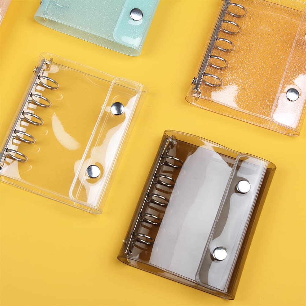 Ready Stock M5 Binder Journal - Minimalist INS Style Glitter PVC Cover with A8 Storage Pouch