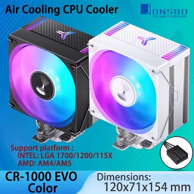 JONSBO CR-1000EVO CPU Cooler 120mm ARGB PWM CPU Cooling Fan