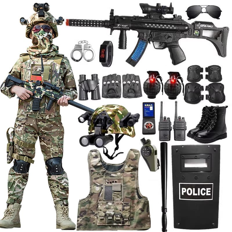 Kids Toy Set Boys Military Uniform Outdoor Camouflage Special Forces Vest Police Gear Wholesale