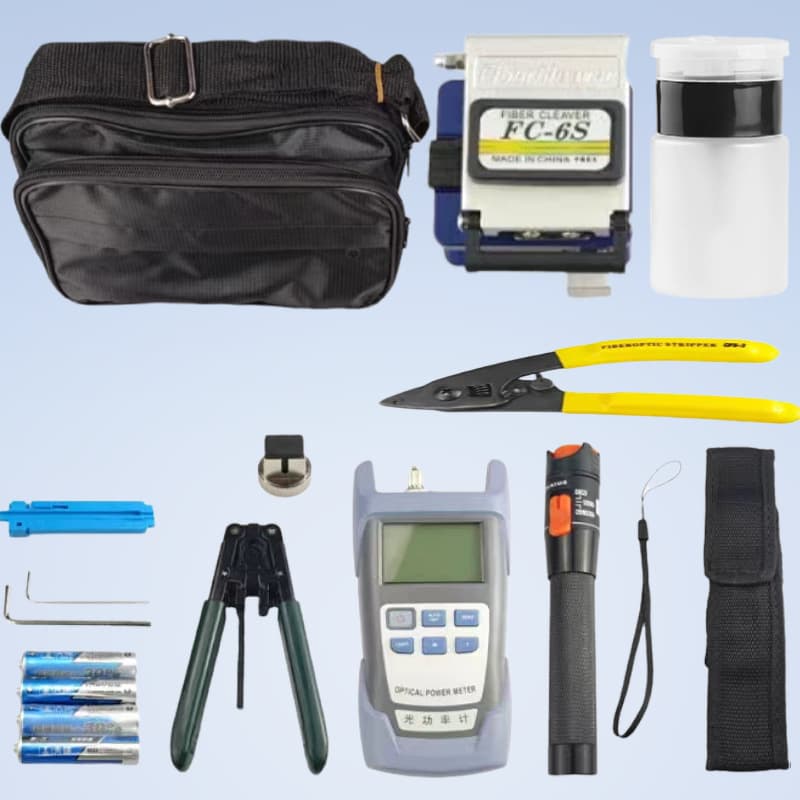 FTTH cold junction tool kit Miller clamp fiber optic tool set fiber optic cutter 10MW red light pen optical power meter