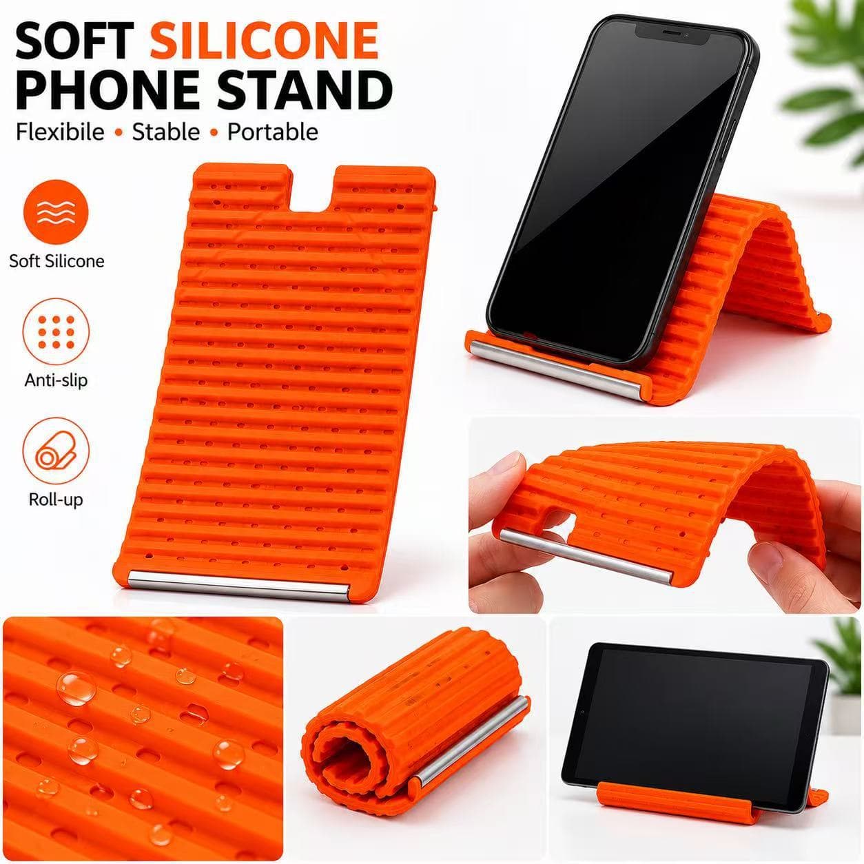 Foldable Silicone Phone Stand: Cross-border silicone phone tablet stand with flexible hanging