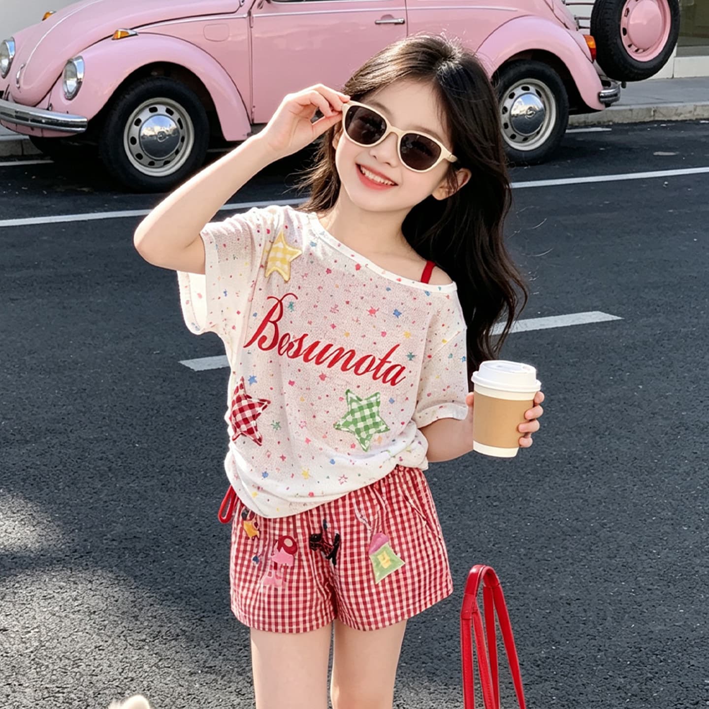Girls Summer Outfit Set Trendy Korean Style Summer Fashion 2026 New Stylish Three-Piece Set