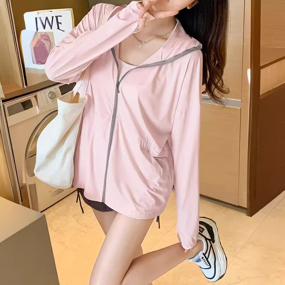 2025 Ice Silk Thin Breathable Cool Feeling Sun Protection Jacket for Women Summer New Versatile UV Protection Cycling Sun Protection Outerwear