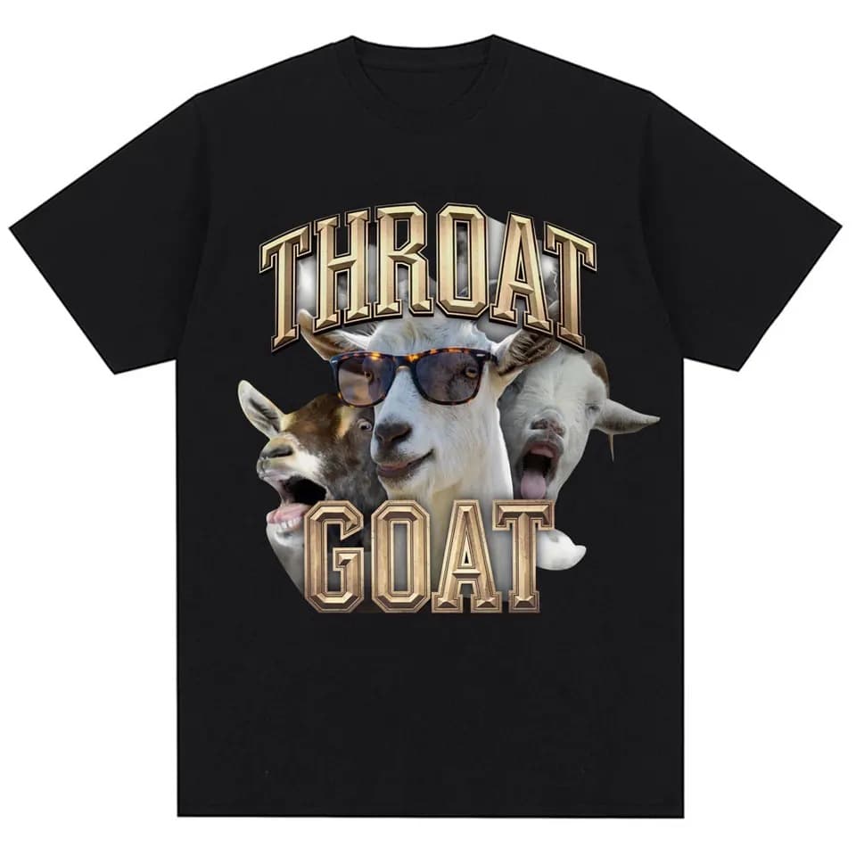 Goat Meme Funny T-Shirt for Men Women Humor Joke Retro Tee Oversized Casual Cotton Fashion T