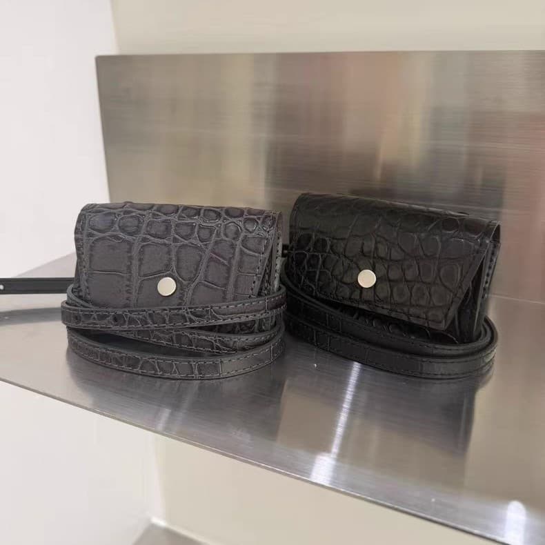 Fashionable Cracked Pattern Waist Bag Premium Design Mini Waist Bag Belt Crocodile Texture Small Square Bag