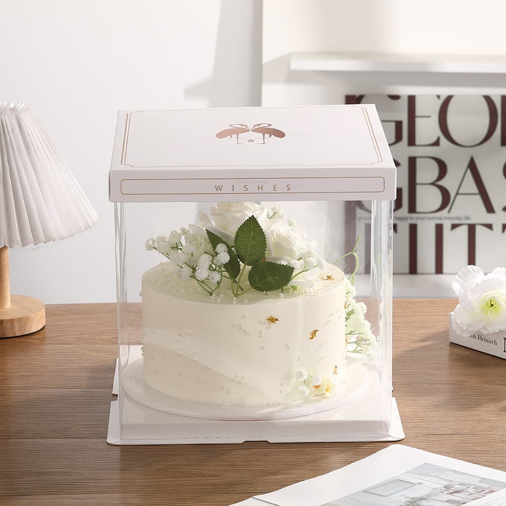 In-Stock Fully Transparent Cake Box Square 4-Inch 6-Inch 8-Inch 10-Inch 12-Inch Tall Double-Layer Birthday Cake Box Wholesale