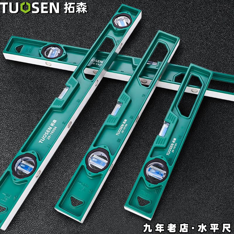 Tuosen Solid Cast Aluminum Level High Precision Home Wall Tile Decoration Strong Magnetic Straight Edge Aluminum Alloy Level