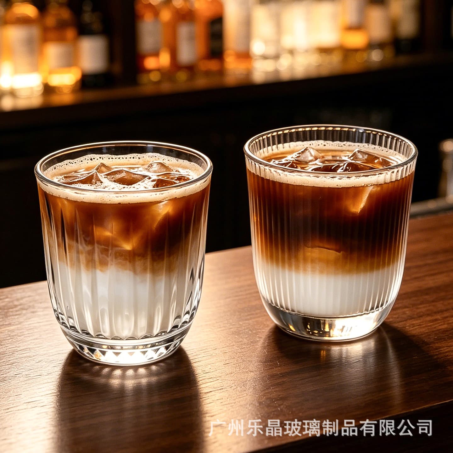 New Product Ins Style Iced Latte Glass Coffee Cup Japanese Trendy Iced Americano Vertical Stripe Glass Heat-Resistant Juice Cold Drink Cup