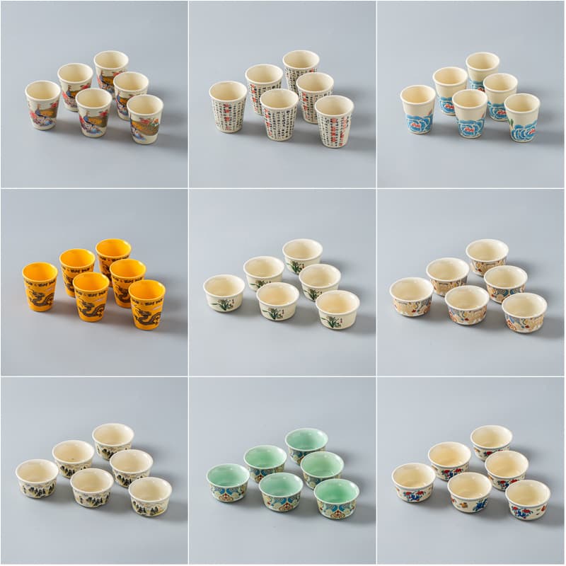 Small cup set, ceramic household tea set, 6 tea bowls, master cup, tea cup, no tea cup, tea drinking cup