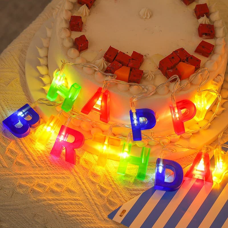 LED Happy Birthday Letters Hanging Lamp HAPPY BIRTHDAY String Lights Children's Birthday Lanterns First Year Decorative Lamps