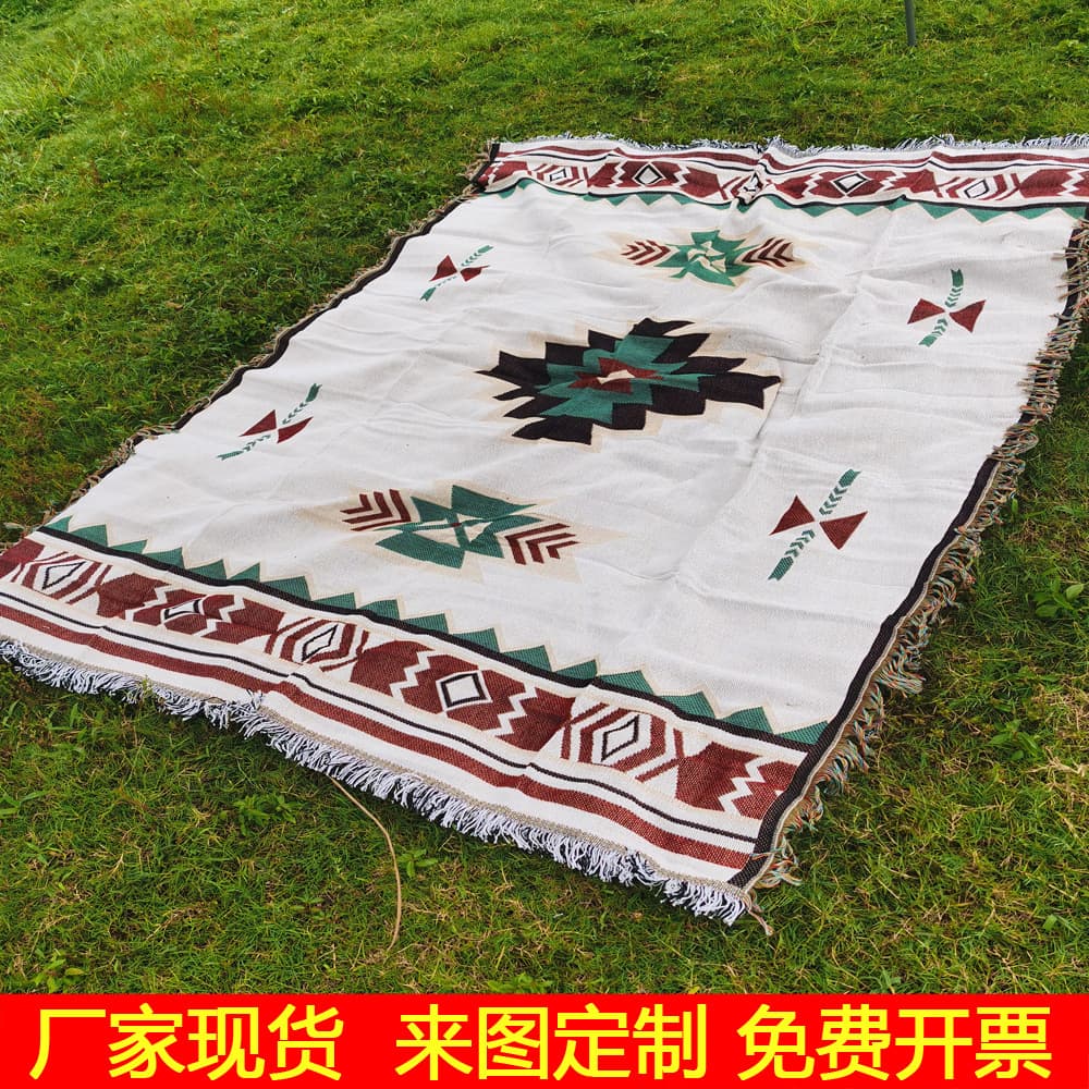 Camping Rug Picnic Mat Sofa Mat Multifunctional Ethnic Bohemian Outdoor Wool Rug Floor Carpet Indoor Decorative Carpet