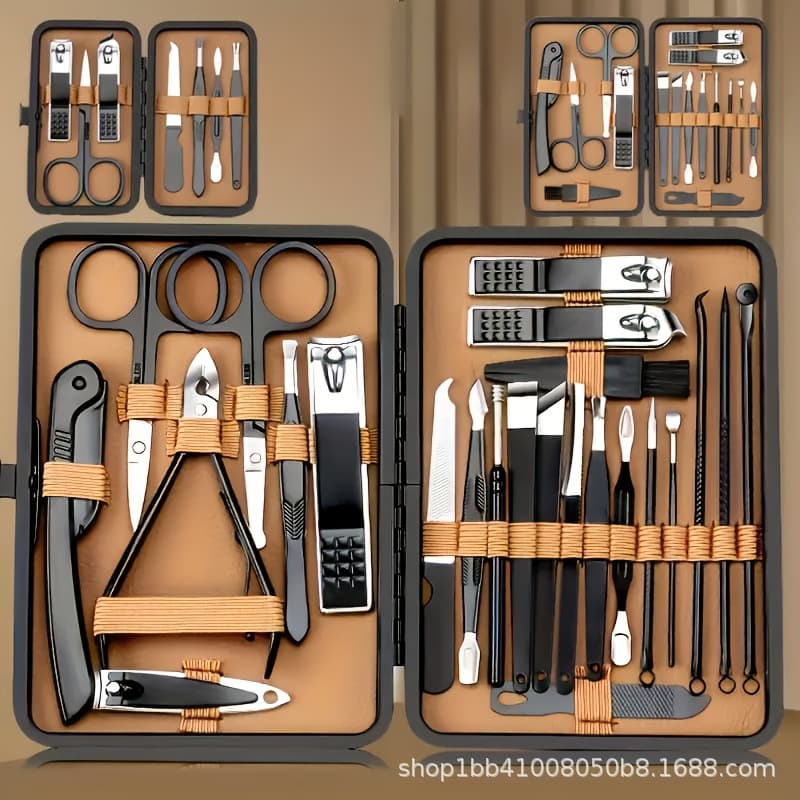 New Home Nail Clipper Set Brown 7-24 Piece Multifunctional Nail Scissors Complete Pedicure Manicure Tool
