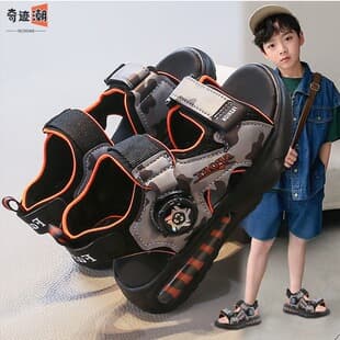 Boys' Sandals Soft Sole Non-Slip Children's Beach Sandals 2026 New Summer for Big Kids, Stylish Mesh Sandals