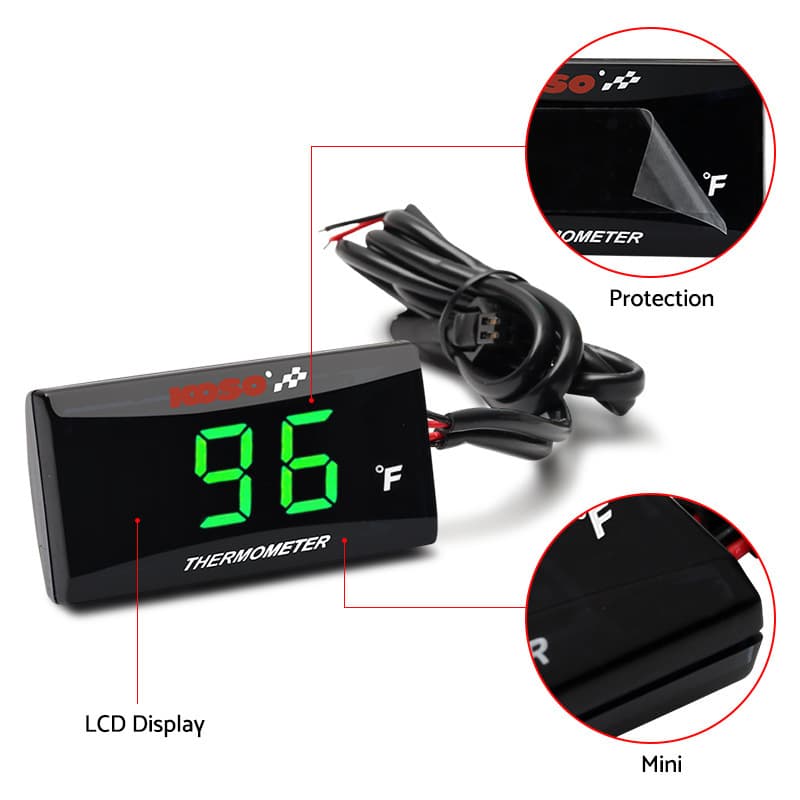Koso Fahrenheit Water Temperature Gauge, Motorcycle Universal Instrument, F-type Temperature Digital Display, Multi-color Backlit Electronic