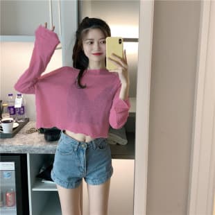 Factory Direct Summer New Slim Sun Protection Jacket Long-Sleeve T-Shirt for Women, Loose Short Thin Shade Top