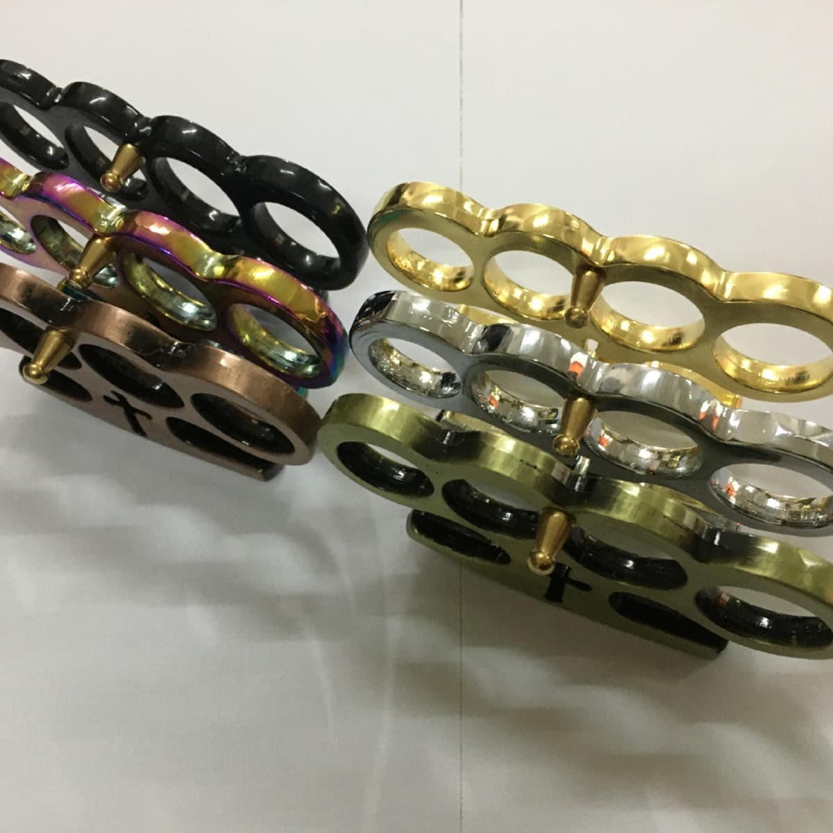 Cross Style Four-Finger Knuckle Duster Zinc Alloy Self-Defense Weapon Hand Support