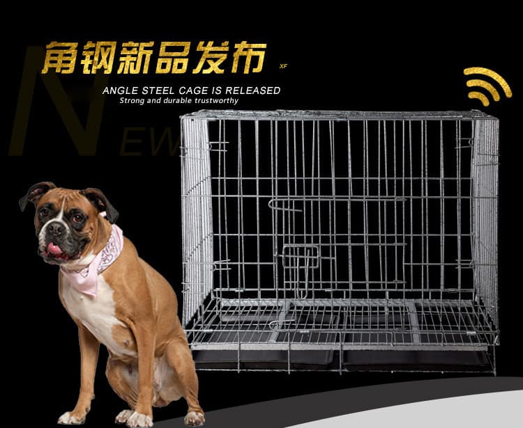 Factory Wholesale Thickened Angle Steel Large Medium Small Folding Cage Golden Retriever Poodle Samoyed Husky Dog Cage Chicken Cage Cat