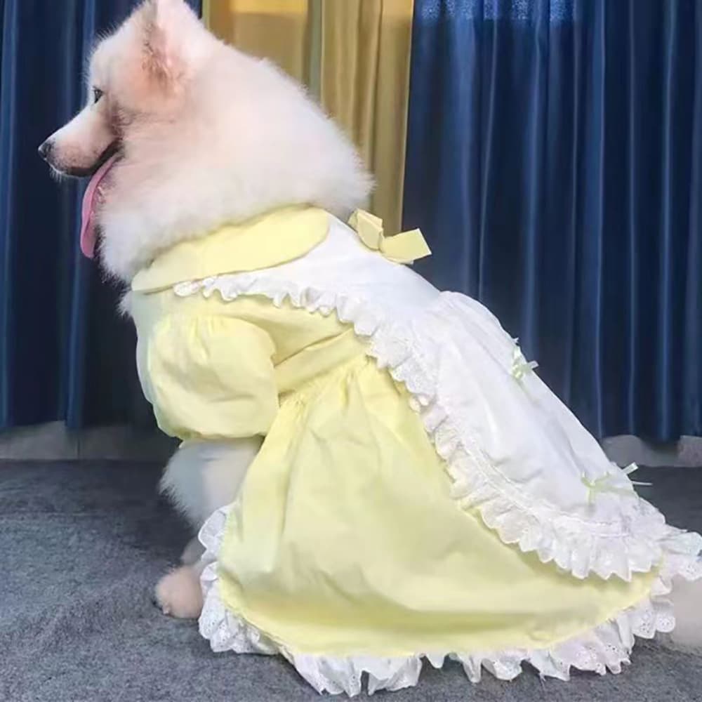 Handmade Large Dog Dress Lolita Style Pet Skirt Samoyed Great Pyrenees Golden Retriever Maid Uniform Polyester Material Universal Gender