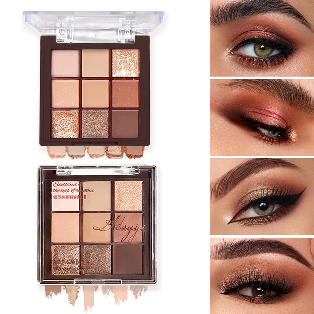 HISYI chocolate nine-color eyeshadow palette earthy matte pearlescent shimmer brown nine-color eyeshadow palette cross-border