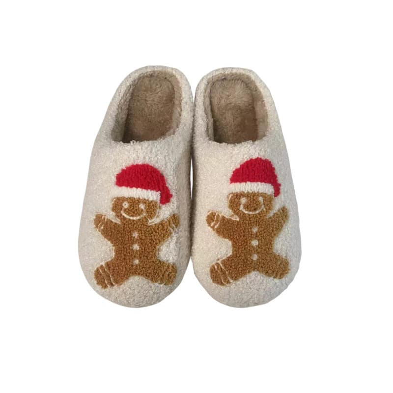 2026 Cross-Border Gingerbread Man Popular Winter Cotton Slippers for Women Wholesale Indoor Home Plush Warm Slippers