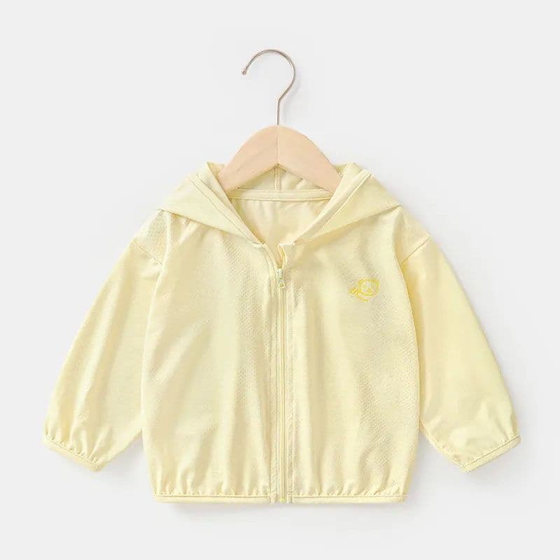 UPF50+ children's sun protection clothing children's summer girls baby boys toddlers thin outer hooded zipper jacket