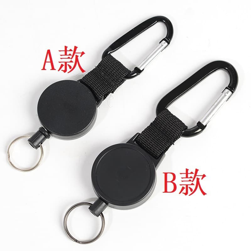 Retractable keychain, webbing buckle, anti-lost and anti-theft keychain, wire rope high-elastic mountaineering buckle, 2 options