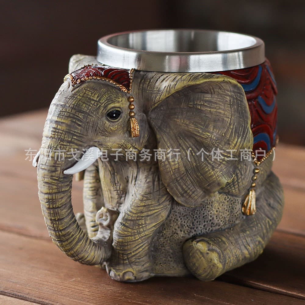 Cross-border new resin statue elephant cup mug coffee cup decorative beer cup creative gift ornaments