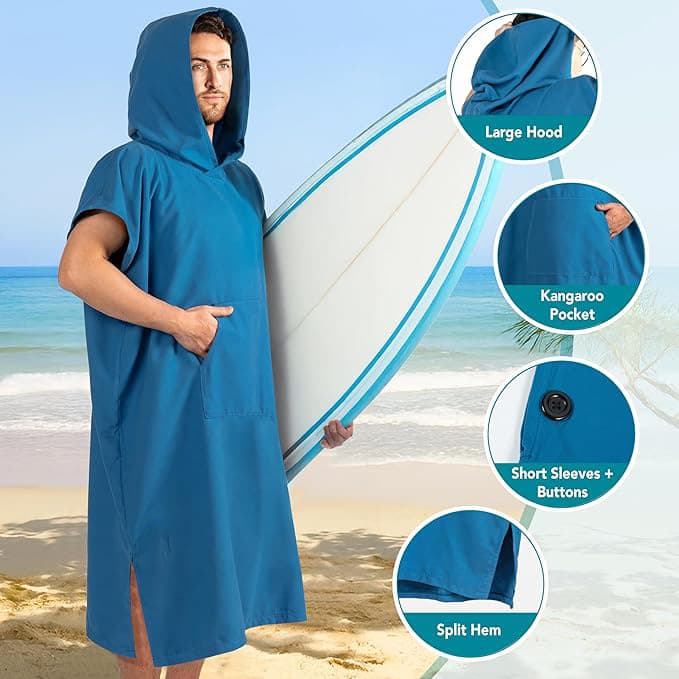 Swim Quick-Dry Robe Towel Absorbent Wearable Cape for Changing, Sun Protection, Warmth, Portable Beach Essential