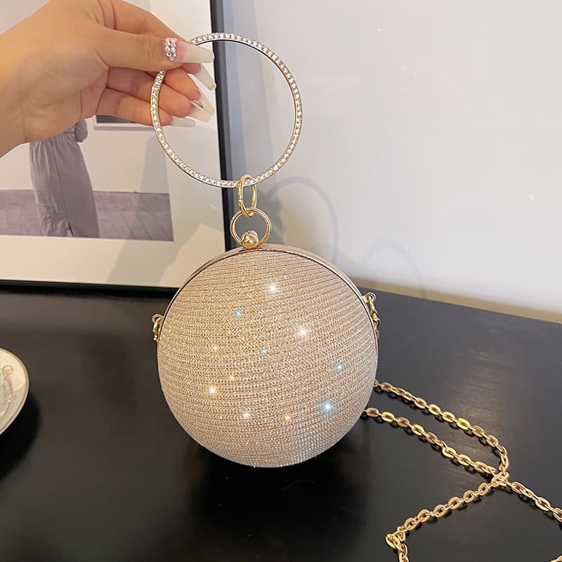 Niche Design Round Ball Bag for Women New Style High-End Handheld Crossbody Chain Small Bag Evening Bag Mini Lipstick Bag