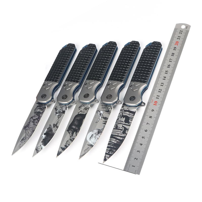 Mini Multi-Functional Folding Knife Outdoor Field Self-Defense 3D Printed Pattern Gift Aluminum Handle Outdoor Utility Knife