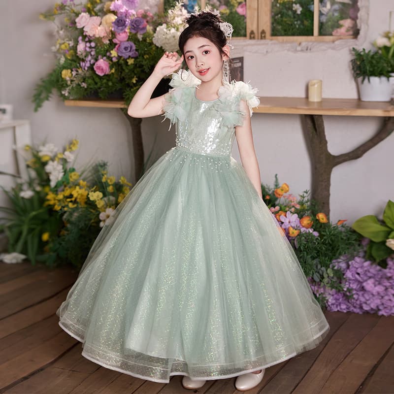 Girls' Princess Dress Net Gown Birthday Performance Hostess High-End Ceremony Skirt Children's Day Outfit Wedding Pageant