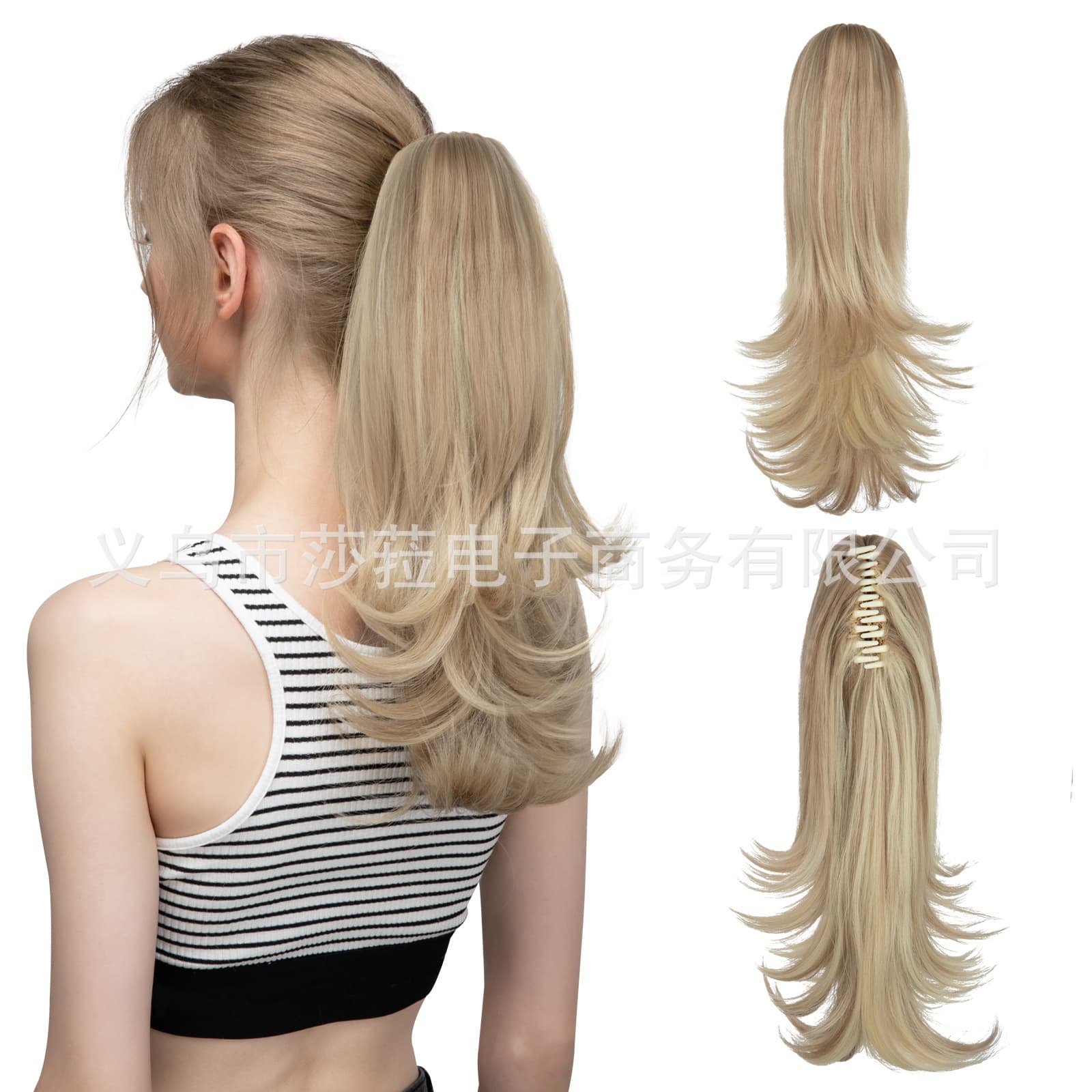 European and American Ponytail Hair Clip High Temperature Silk Long Curly Hair Simulation Hair Fluffy Women's High Ponytail Wig Braid