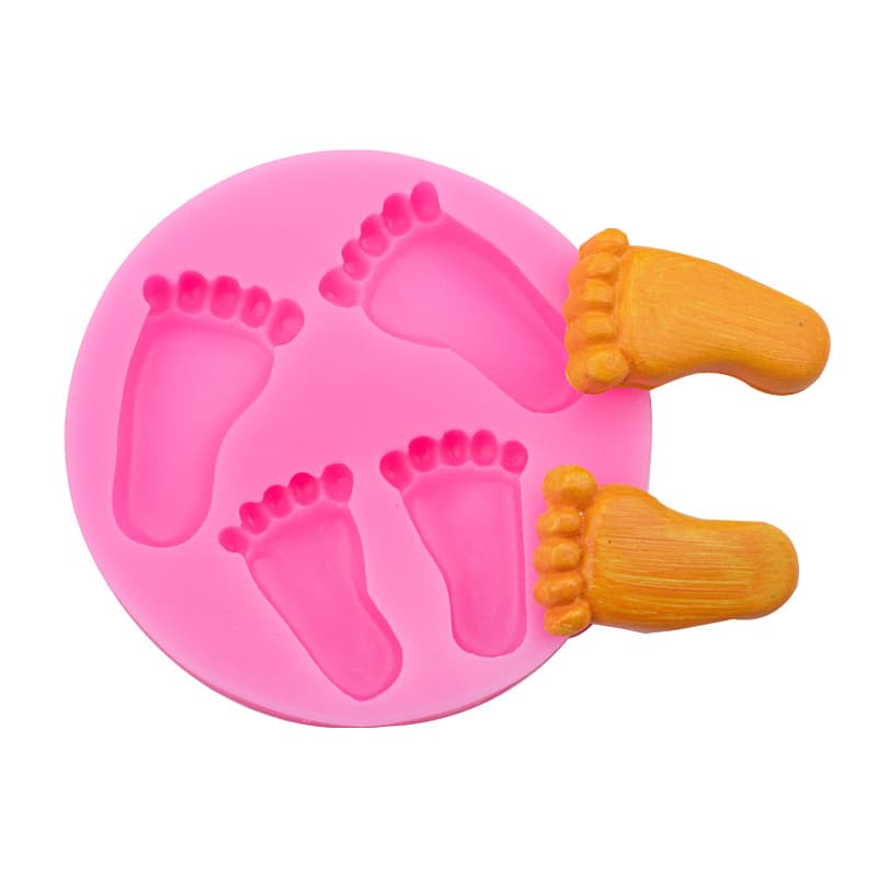 4-Piece Little Footprint Shaped Fondant Cake Mold Cake Making Tool DIY Baking Supplies Soap Mold