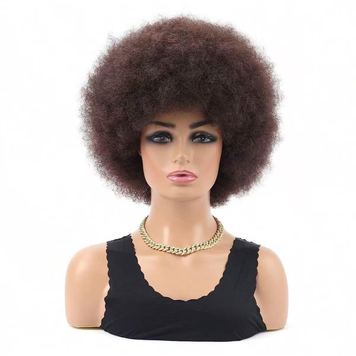 Cross-border wig European and American African afro headgear small curly fluffy short curly hair chemical fiber headgear Afro Curly W