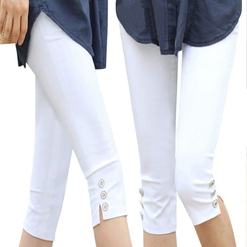 High-Waist Summer Capri Leggings for Women, Stretch Fit, Plus Size, Midi Length