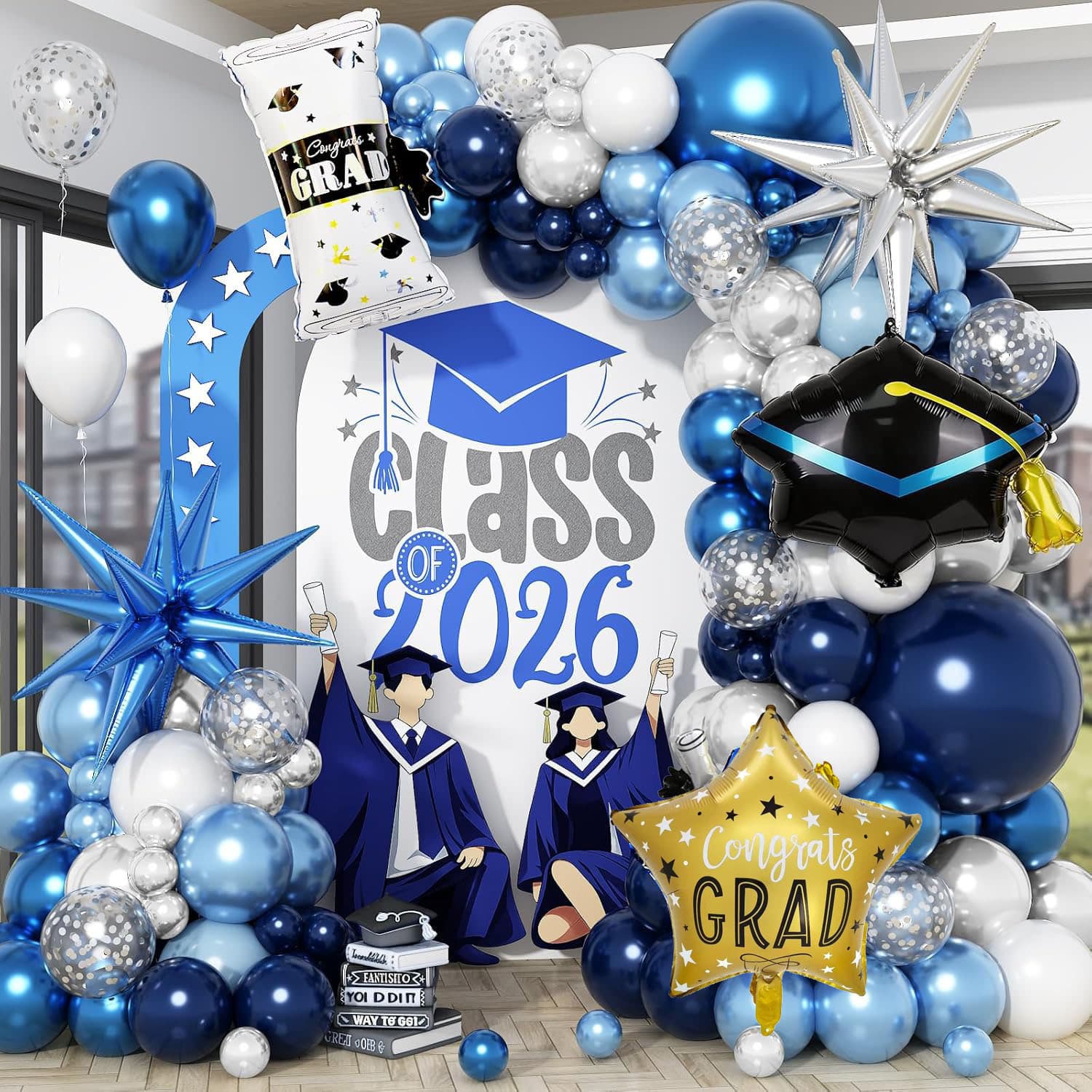 Cross-border hot selling graduation season theme aluminum film balloon set college party scene layout balloon background wall decoration