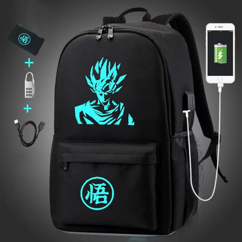 Laptop Backpack Middle School Student Schoolbag Backpack for Boys and Girls Dragon Ball Goku Backpack Luminous Bag