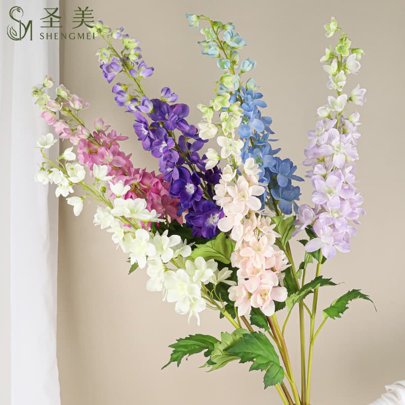 Artificial Larkspur, Violet Artificial Flowers for Wedding Decoration, Fake Flower Arrangement for Home Hotel Decoration