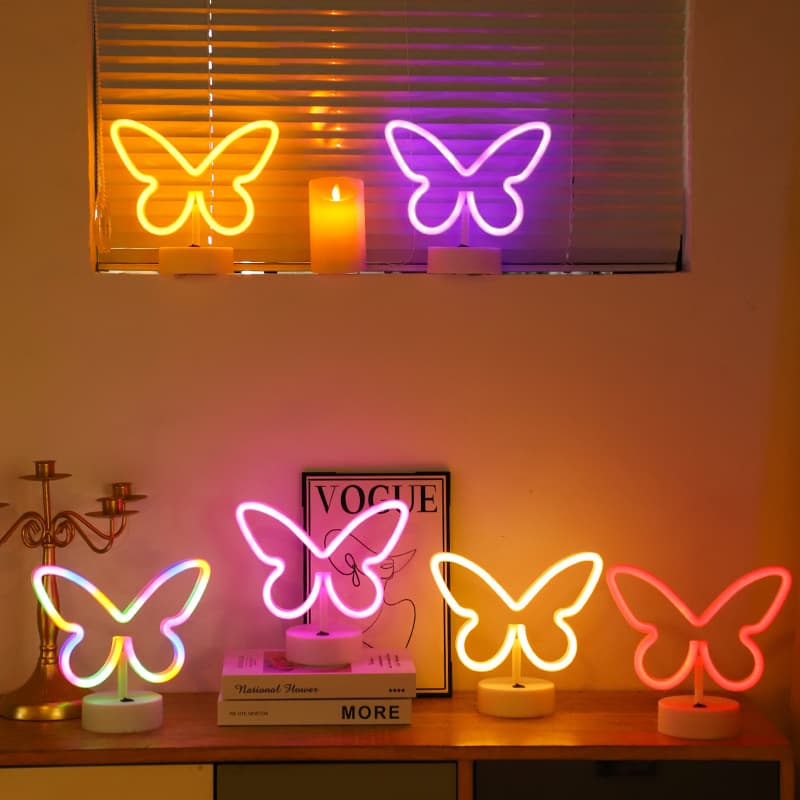 New Cross-border LED Star Light Neon Base Butterfly Shape Light Indoor Outdoor Creative Decorative Light Ambient Light