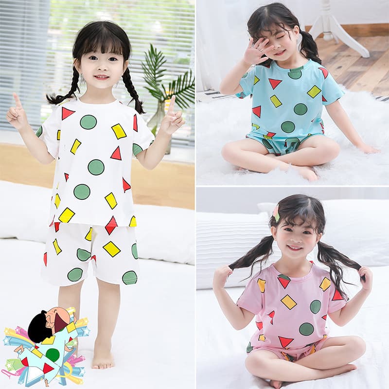 【Kids Crayon Shin-chan Pajamas】Short Sleeve Set for Boys and Girls, Family Matching Loungewear, Cartoon Clothing