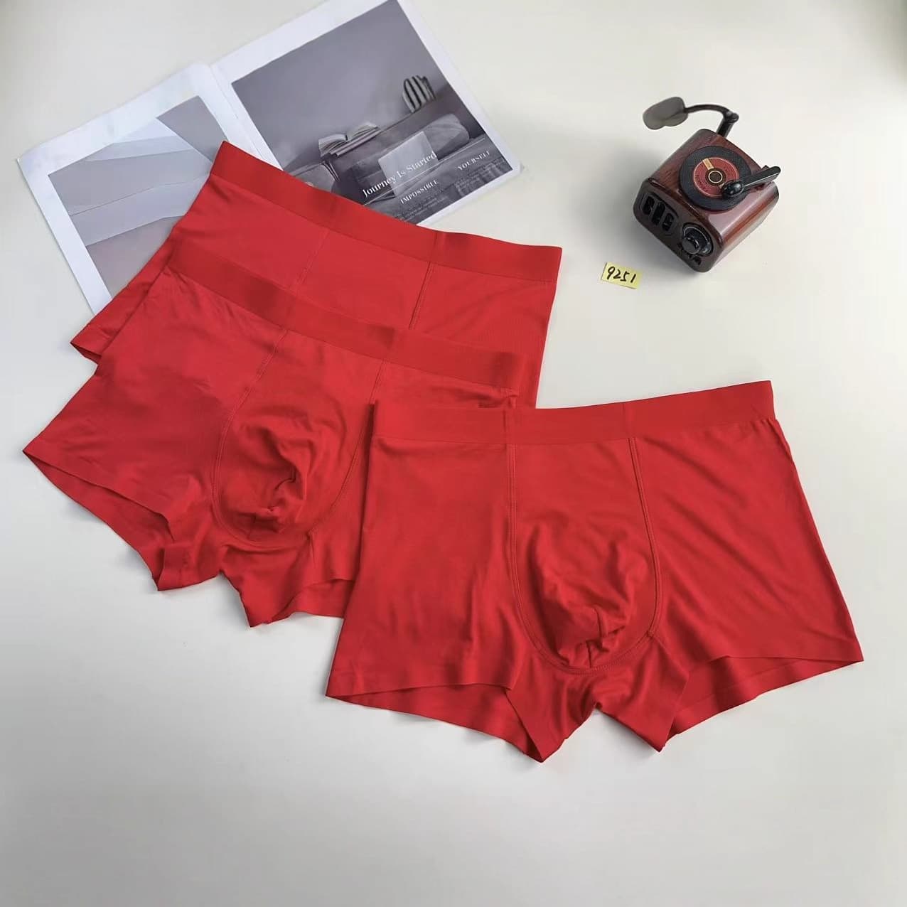 9251# one piece free shipping bright red 60-count Modal men's underwear zodiac year seamless men's underwear supply