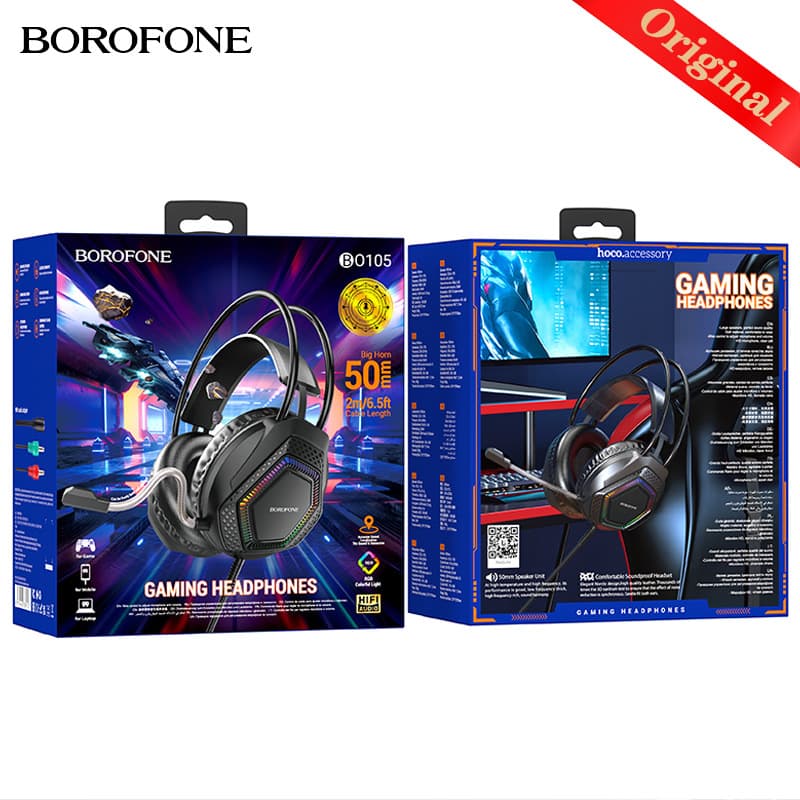 BOROFONE BO105 New Wired Over-Ear Gaming Headset 3.5mm Headphones for PC Peripherals