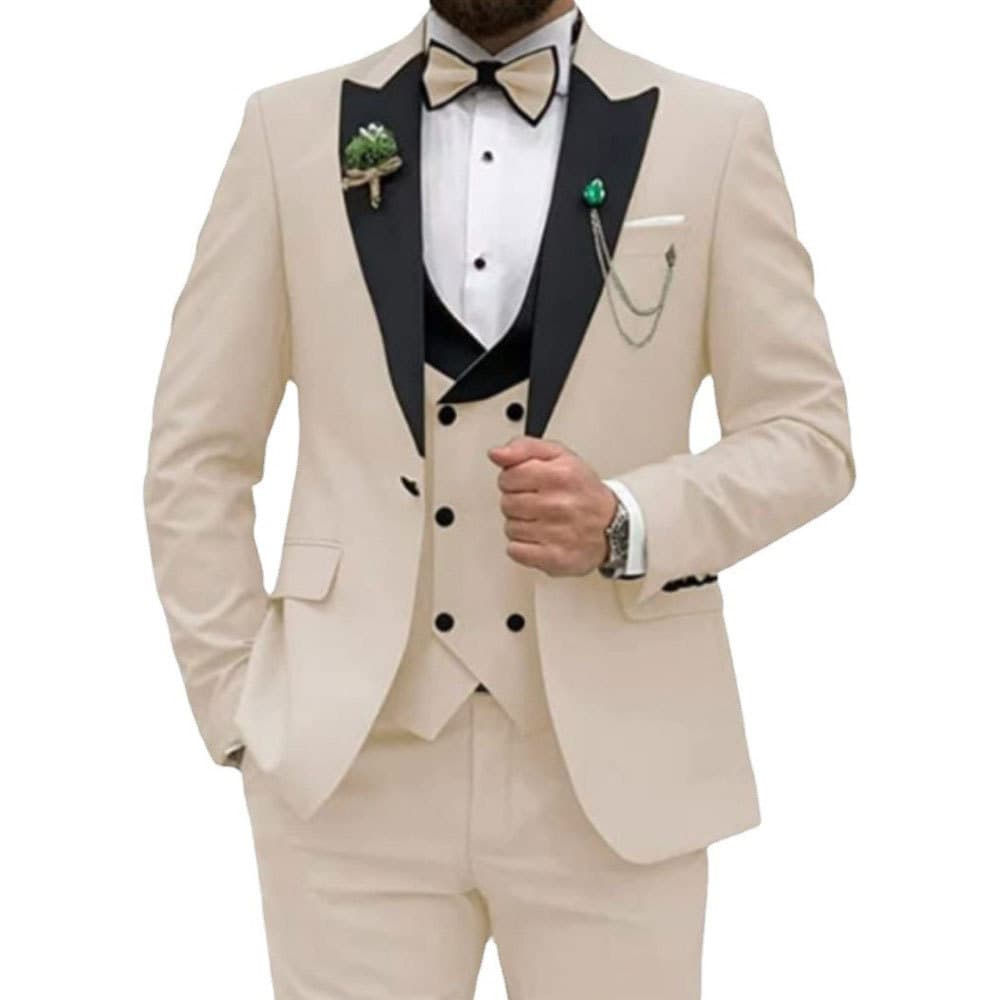 Cross-Border New Business Casual Men's 3-Piece Groom Suit Men's Wedding Banquet Plus Size Suit Men's Best Man Suit