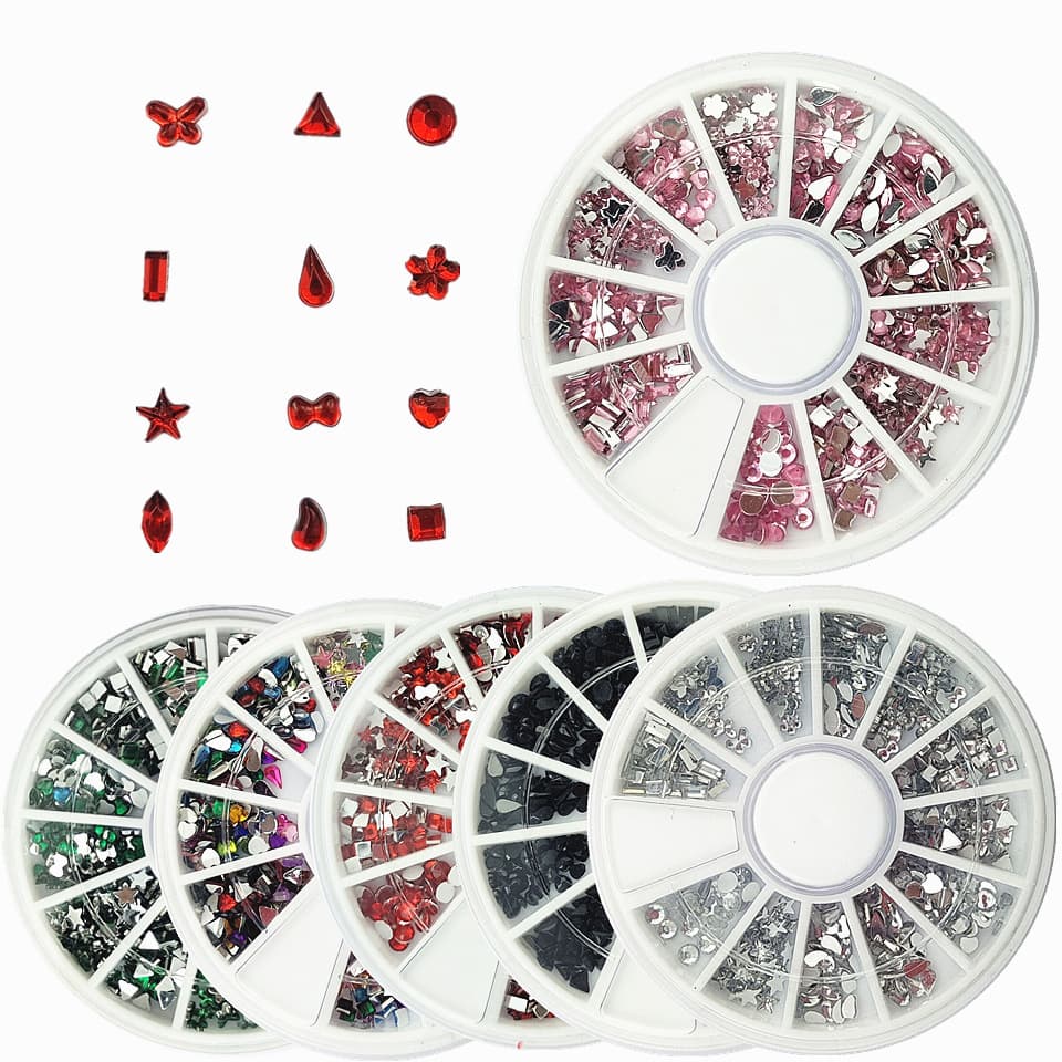Cross-border Hot nail Accessories nail Triangle Square Water Drops Resin Shaped Diamond nail Stickers Small Diamond Boxed