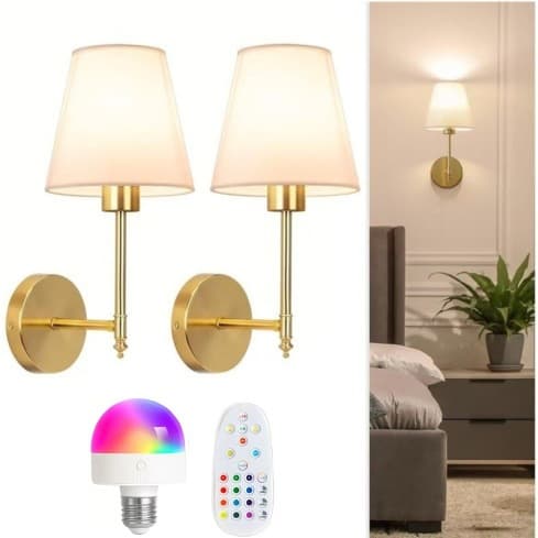 Amazon Wiring-free Rechargeable Wall Lamp Detachable RGB Bulb Dimmable Living Room Bedroom Bedside Ambient Wall Lamp