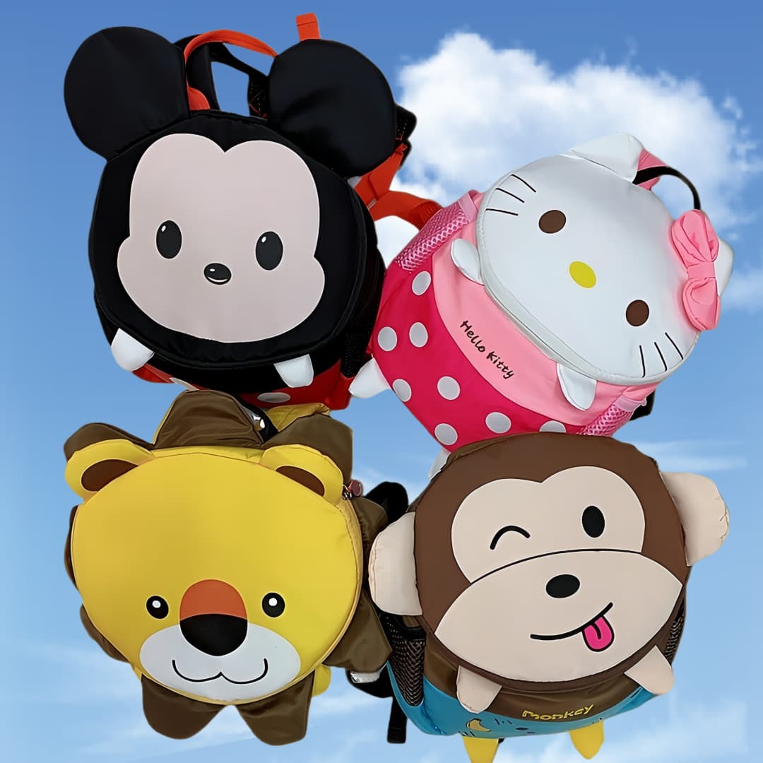 Anti-Lost Backpack Mickey Minnie Lion Animal Cartoon Twin-Shoulder Bag Casual Anti-Lost for Boys and Girls