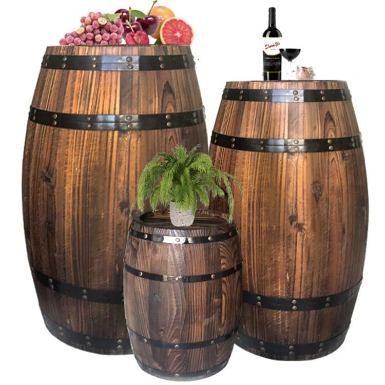 Wholesale Decorative Oak Barrel Wine Cask Solid Wood Beer Barrel Wooden Bar/Cellar Ornament Red Wine Wooden Barrel for Wedding/Photography